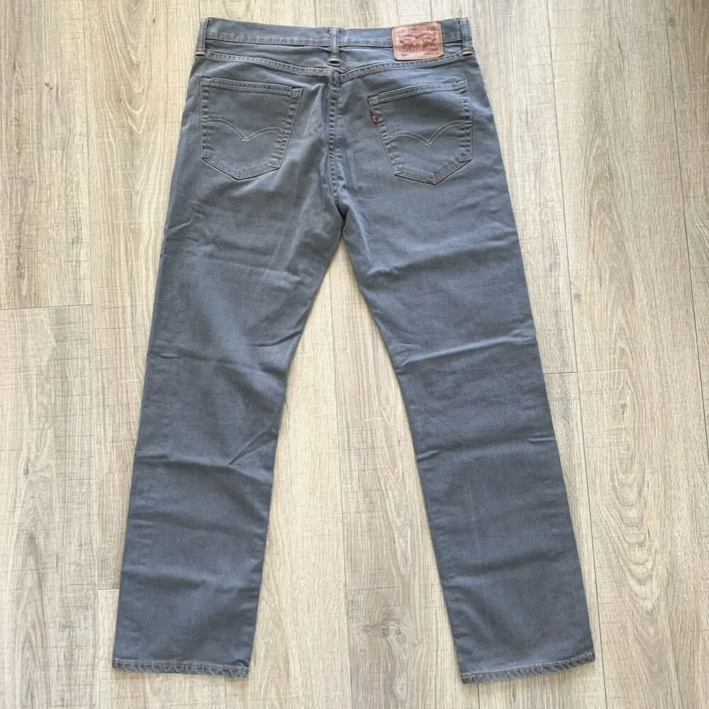 Levi's 504 Gray Straight Leg Denim Jeans Mens Size  34x32
